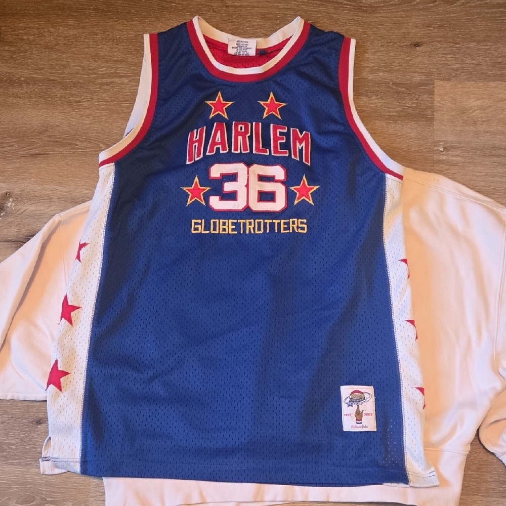 FUBU Blue and Red Harlem Globetrotters Tag Detail Jersey